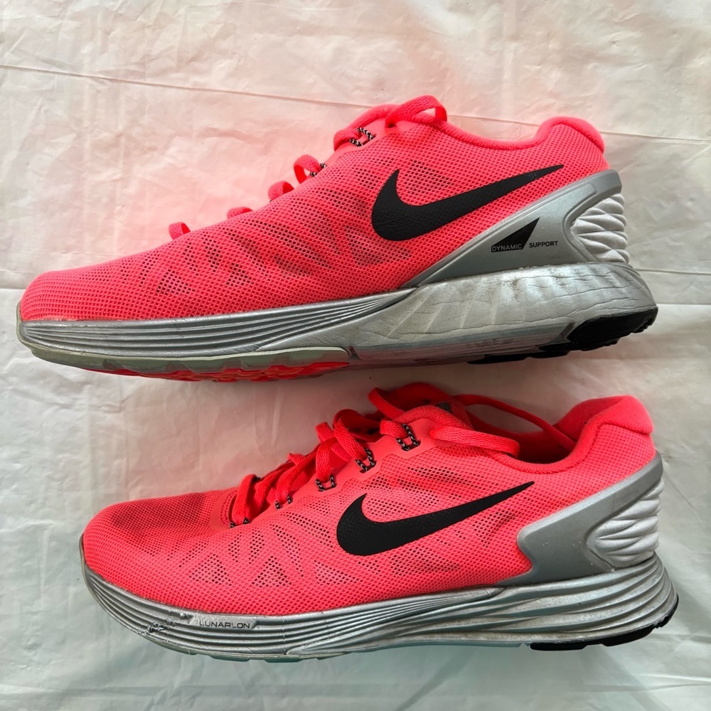 Nike Lunarglide 6 Pink Black Sneakers SZ 7.5 Worn 1X Indoors - Picture 4 of 13